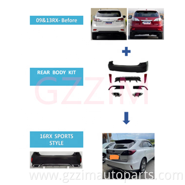 High Quality Car Body Parts Sports Style Rear Body kit For Lexus RX 2009 2013 to 2016